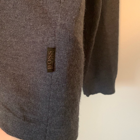 BOSS Hugo Boss Wool Blend Long Sleeve Dark Gray Polo Size Large - Picture 5 of 9